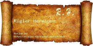 Rigler Hermiusz névjegykártya